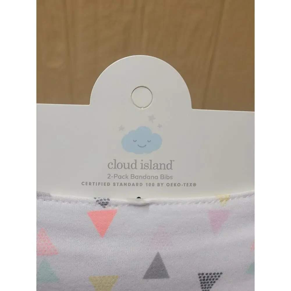 Cloud Island Printed Bandana Bib 2-pk Gender Neutral Girls Boys Green White Gray